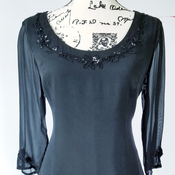 DAVID WARREN ▪ 100% Silk cocktail dress in black - Picture 2 of 8